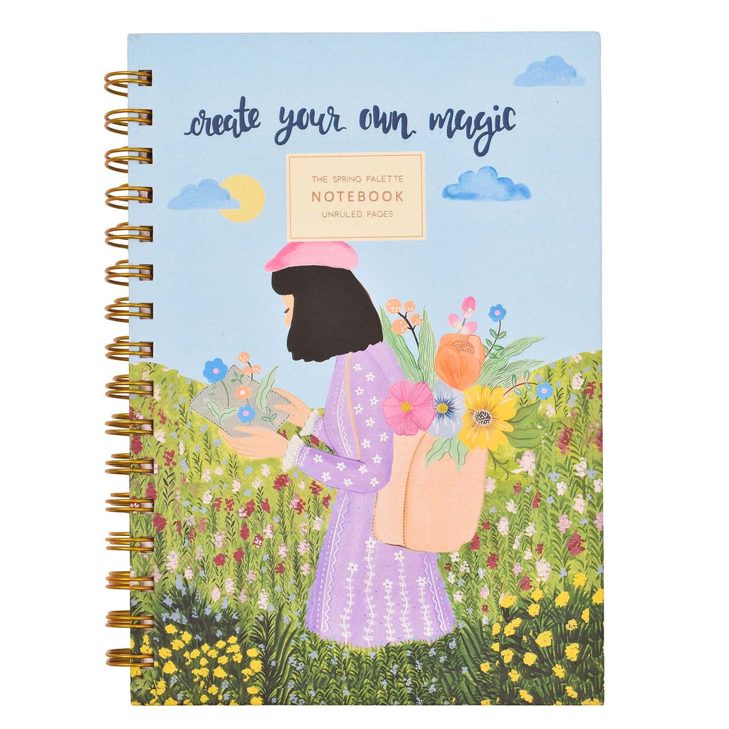 THE SPRING PALETTE Stationery Unruled Create Your Own Magic Hard-bound Spiral Notebook