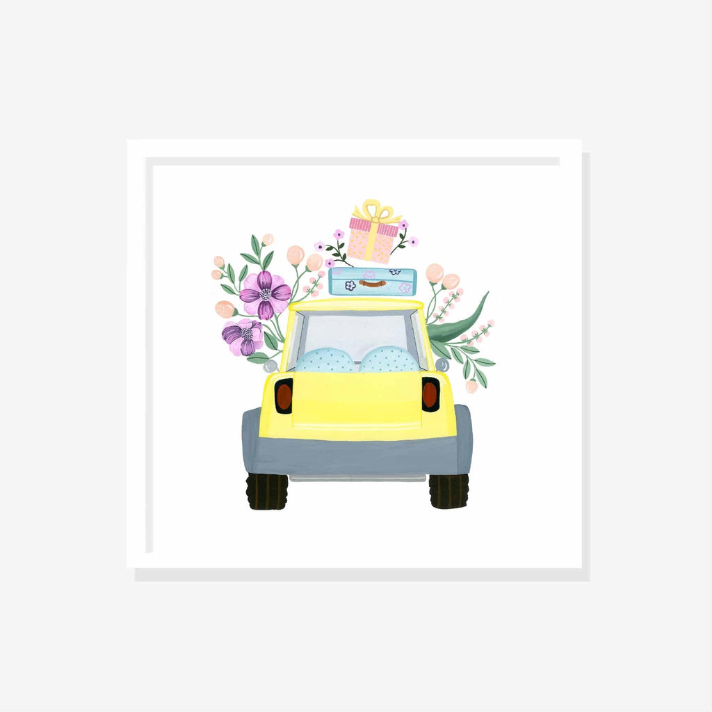 THE SPRING PALETTE Art Print (Framed option) 10x10 inches / White Frame Pretty Ride in Yellow Car Art Print | Wall Art