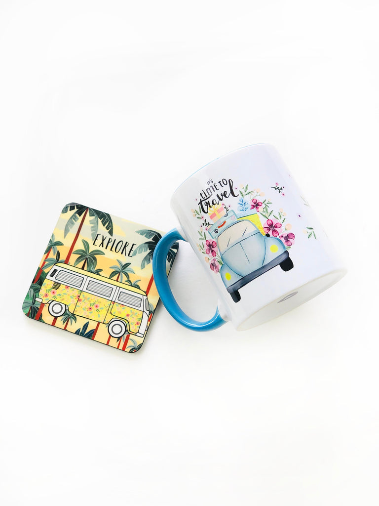 Time To Travel Mug And Coaster Set - The Spring Palette