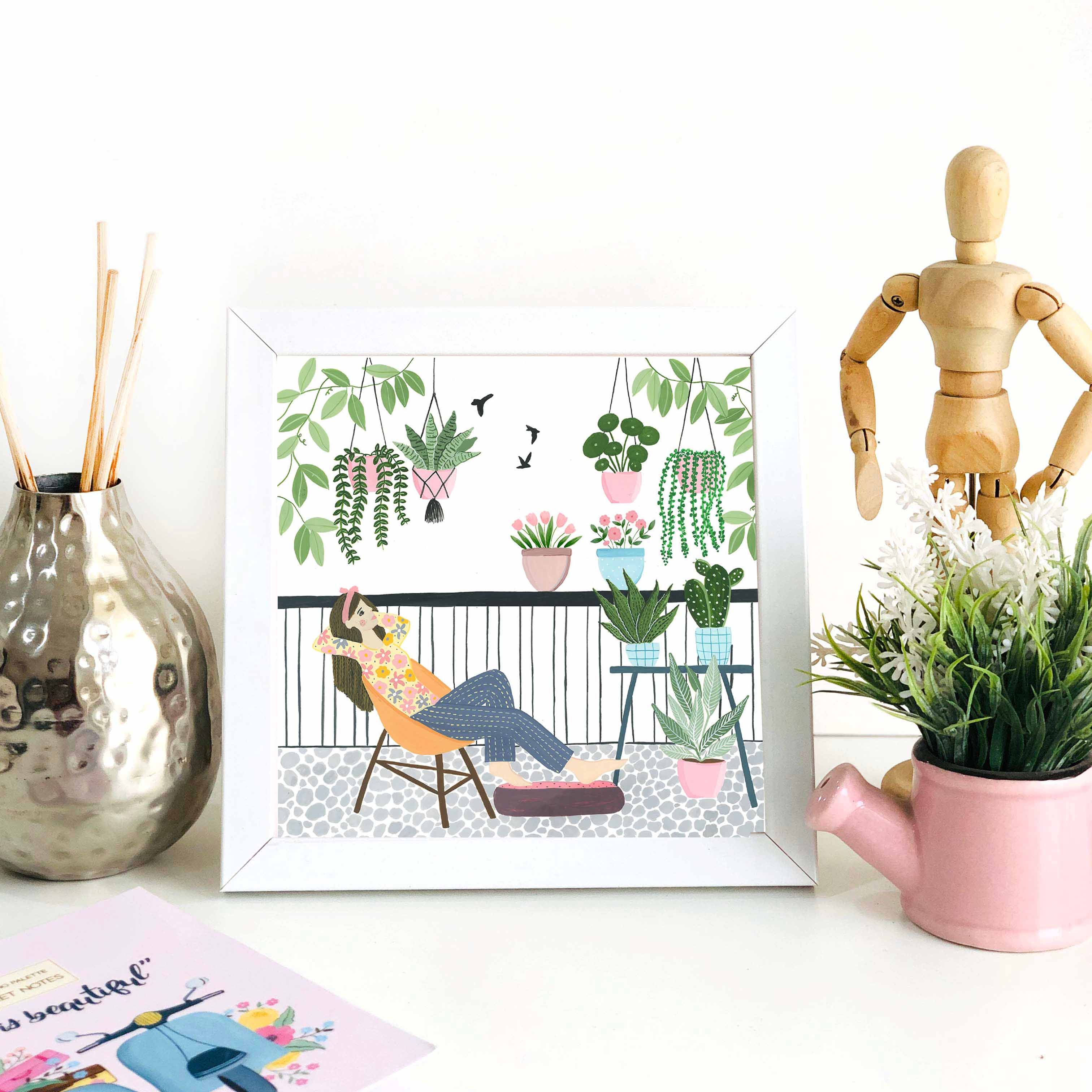 The Spring Palette Art Print (Framed option) White An Evening On The Terrace Mini Wall Art Frame (Table Top Mount)