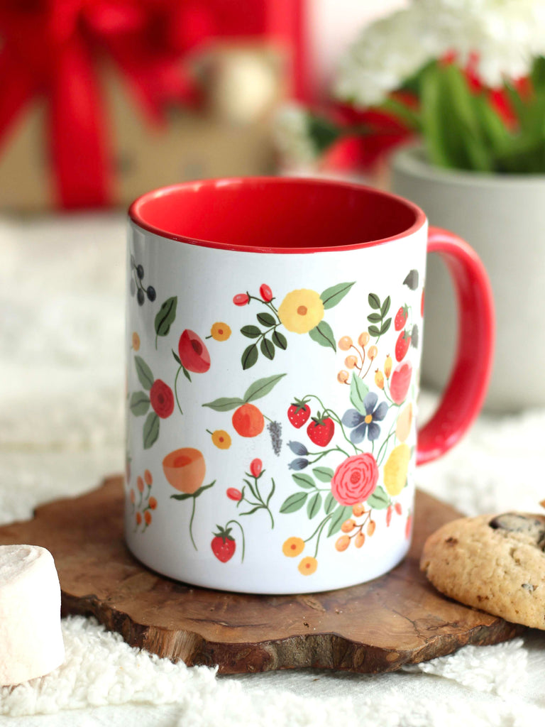 The Spring Palette MUGS Red Ceramic Belle Fleur Coffee Mug