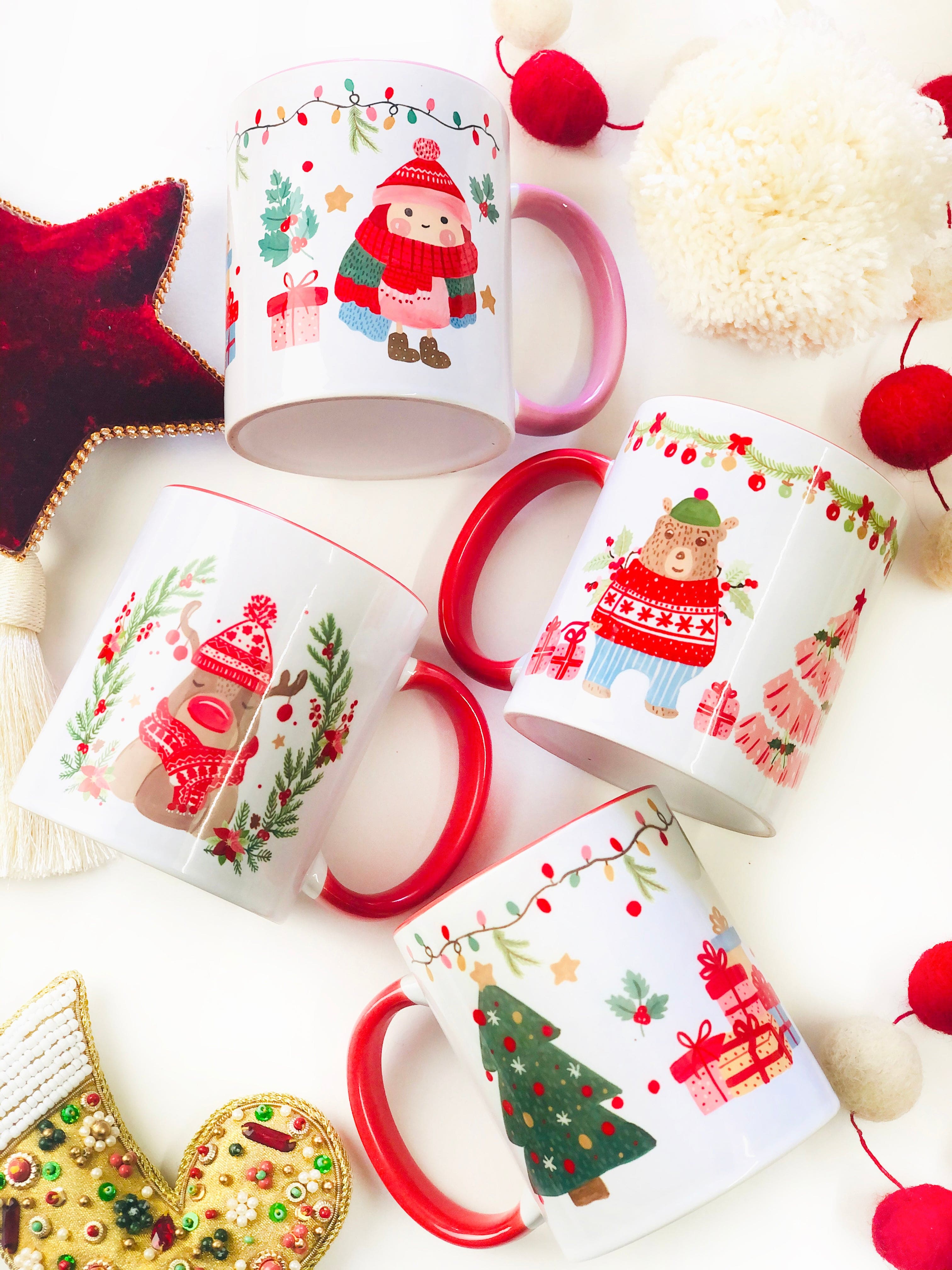 Christmasy Teddy Mug - The Spring Palette