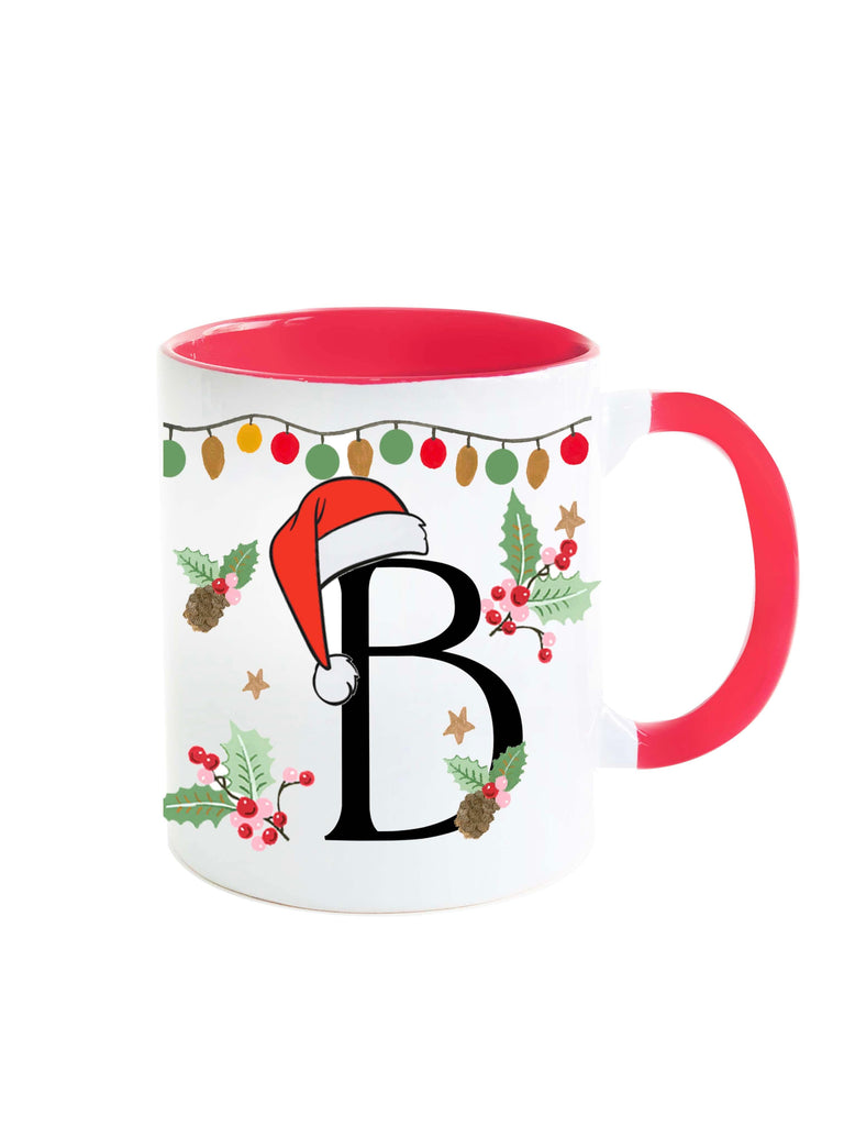 The Spring Palette MUGS B Festive Christmas Monogram Mug