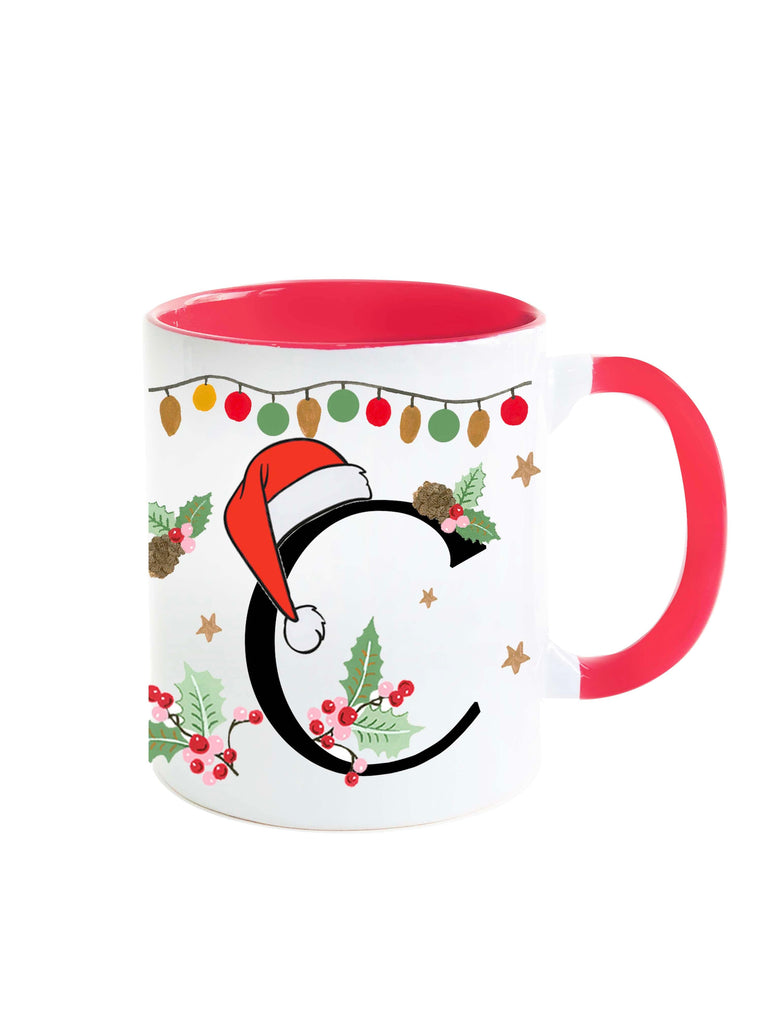 The Spring Palette MUGS C Festive Christmas Monogram Mug