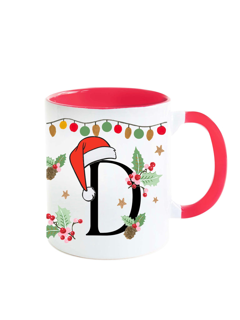 The Spring Palette MUGS D Festive Christmas Monogram Mug