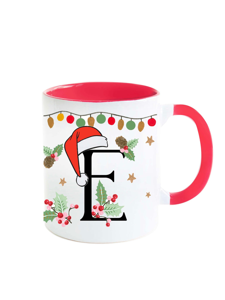 The Spring Palette MUGS E Festive Christmas Monogram Mug