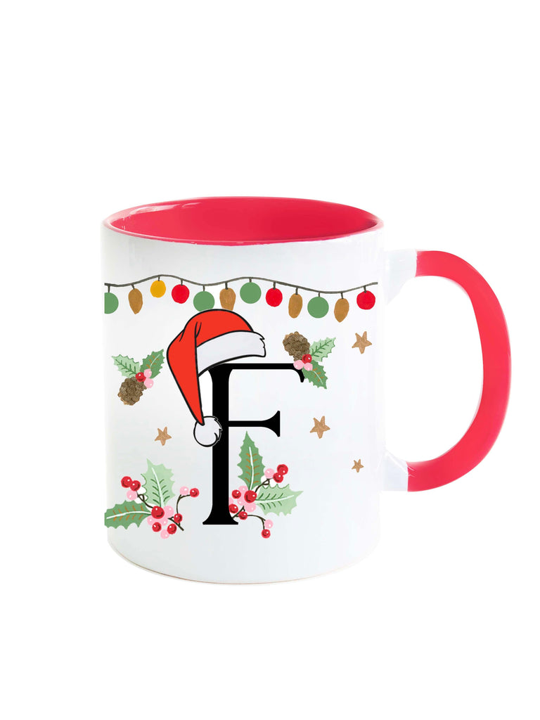 The Spring Palette MUGS F Festive Christmas Monogram Mug