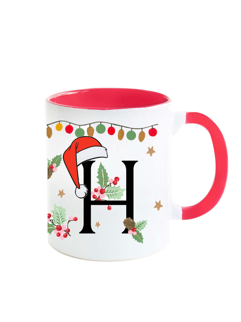 The Spring Palette MUGS H Festive Christmas Monogram Mug