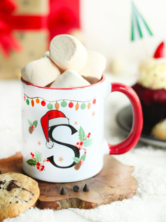 The Spring Palette MUGS Festive Christmas Monogram Mug