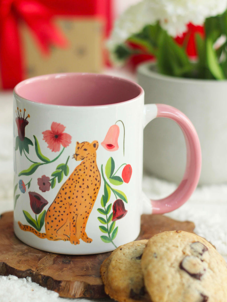 The Spring Palette MUGS Fierry Cat (With Florals) Coffee Mug