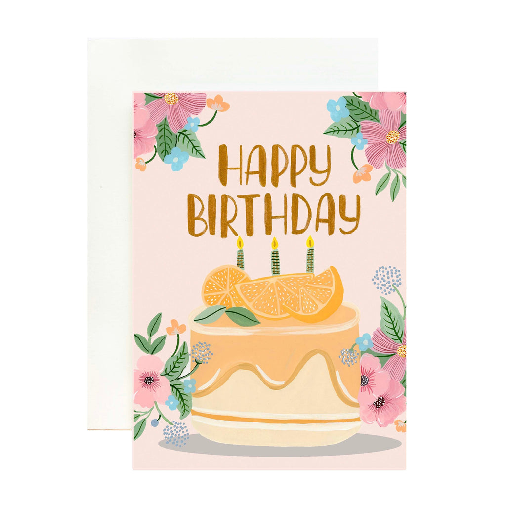 Floral Cake Birthday Greeting Card - The Spring Palette