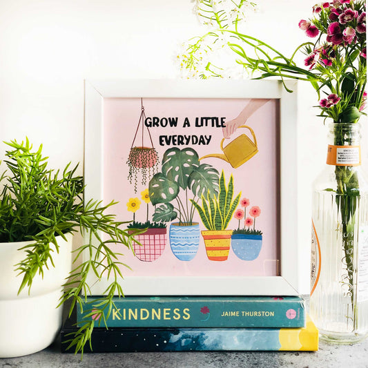 The Spring Palette White Grow a Little Everyday Mini Wall Art Frame (Table Top Mount)