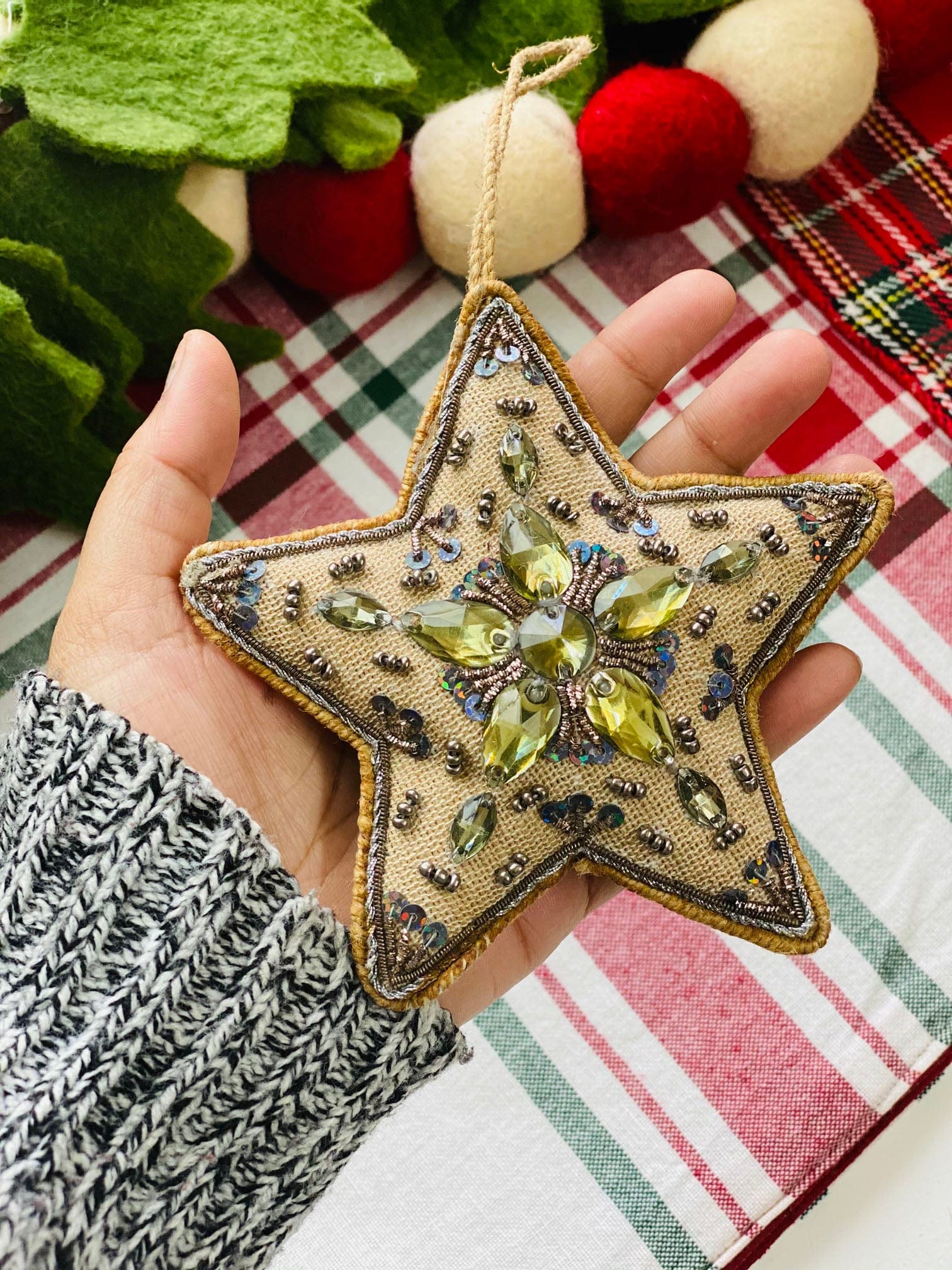 Hand Embroidered Star Ornament - The Spring Palette