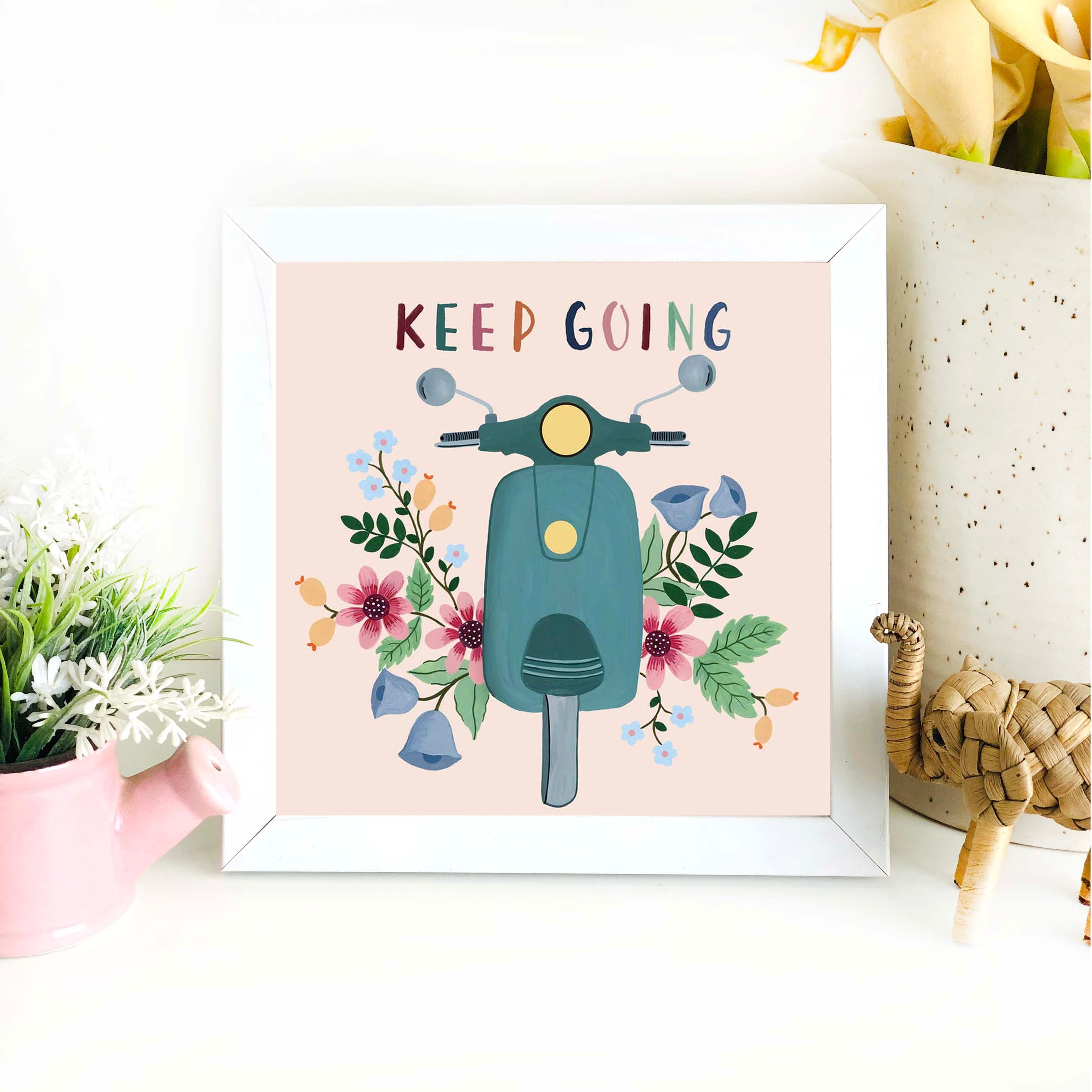 The Spring Palette Art Print (Framed option) White Keep Going Mini Wall Art Frame (Table Top Mount)