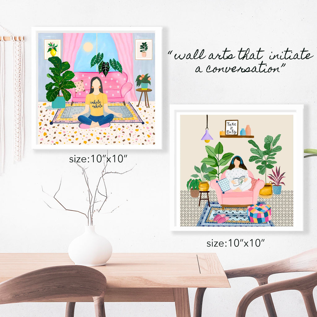 The Spring Palette wall art Mindfulness Framed Wall Art (Set of 2 - Inhale Exhale, Leisure Hours)