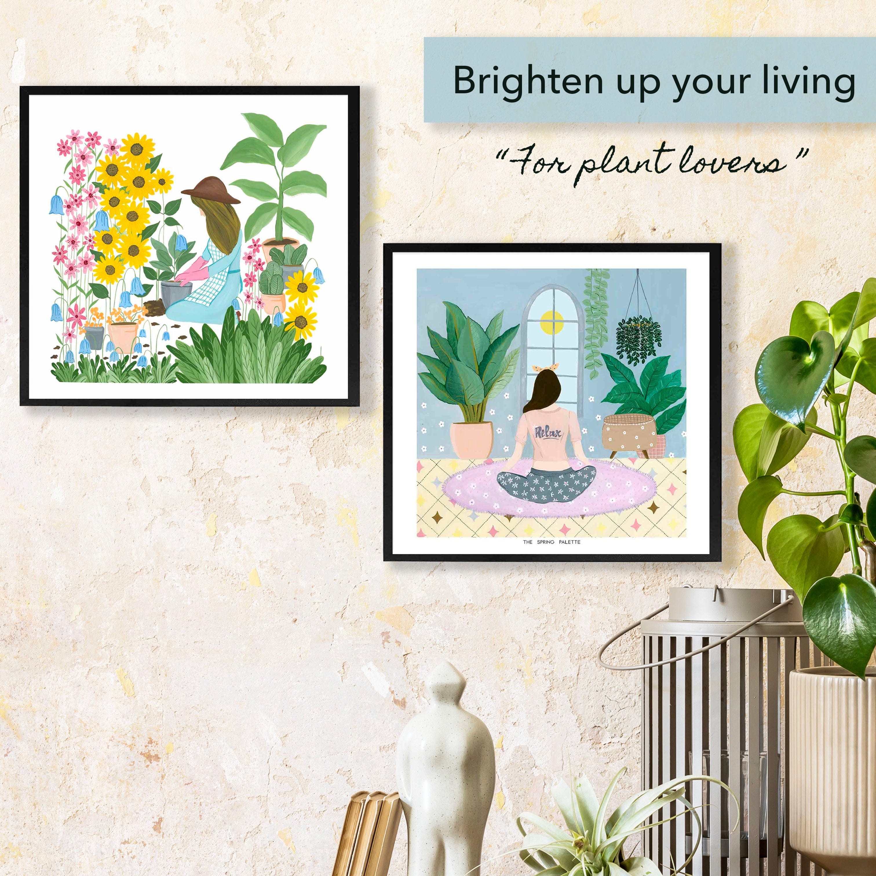 The Spring Palette wall art Nature Connect Framed Wall Art (Set of 2 - Relax, Plant Lady)
