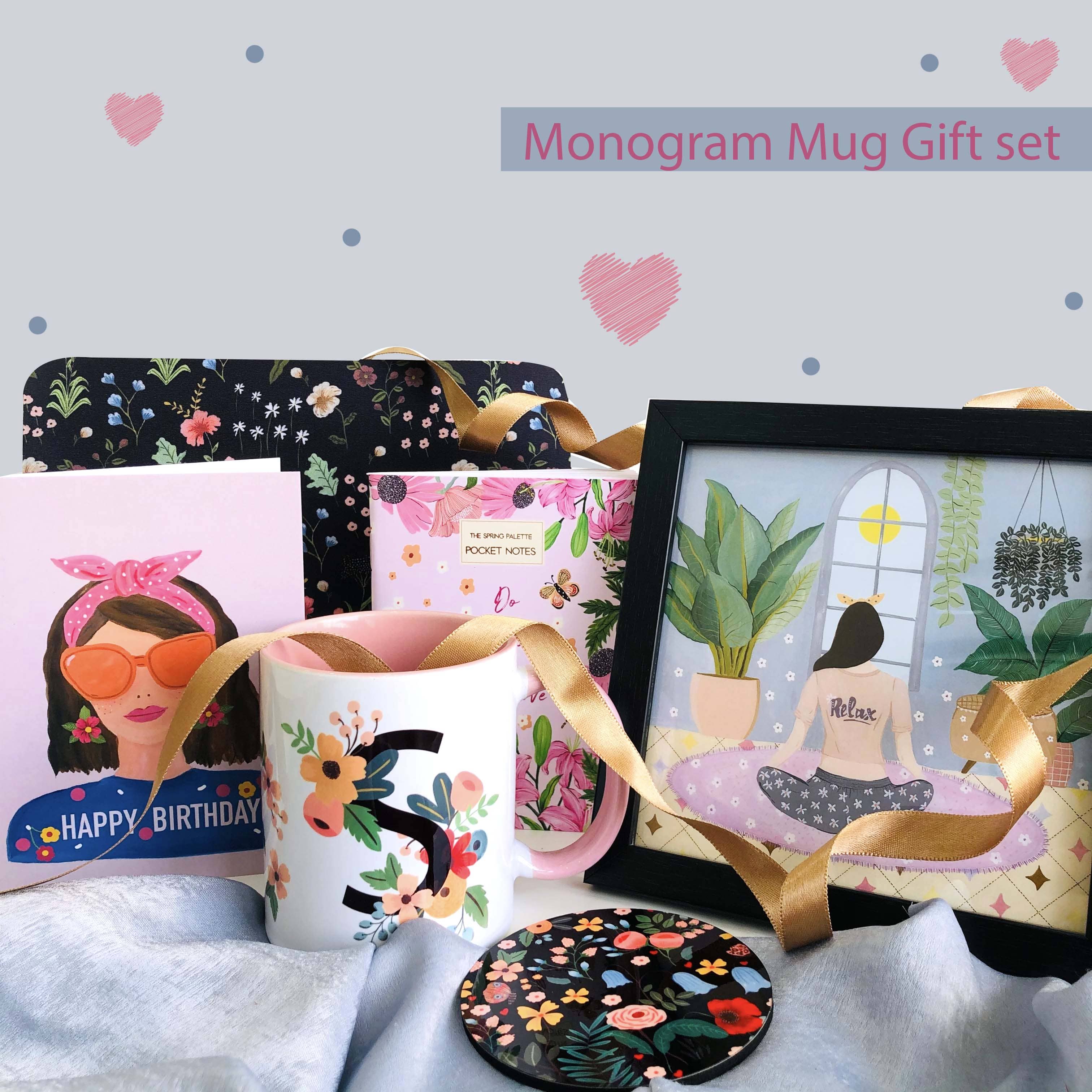 The Spring Palette MUGS Personalized Initial Mugs - Happy Birthday Gift Set