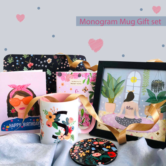 The Spring Palette MUGS Personalized Initial Mugs - Happy Birthday Gift Set