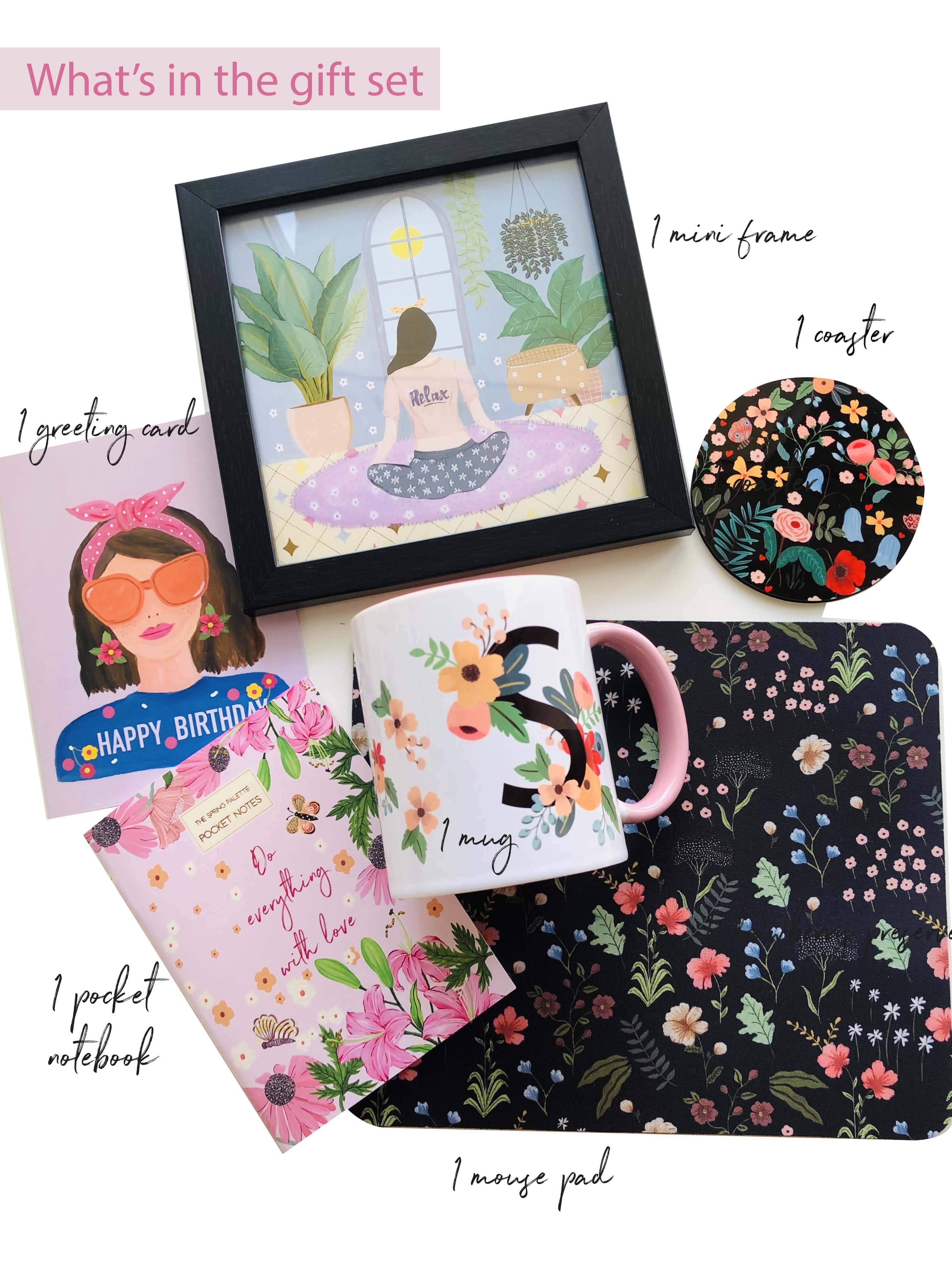 The Spring Palette MUGS Personalized Initial Mugs - Happy Birthday Gift Set