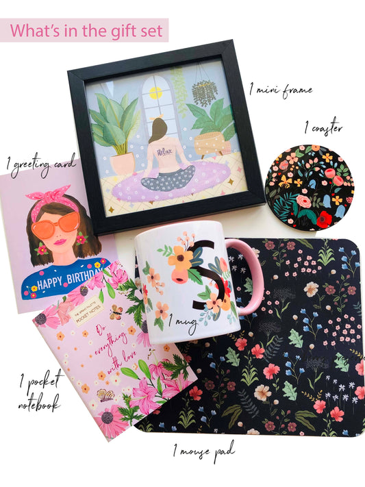 The Spring Palette MUGS Personalized Initial Mugs - Happy Birthday Gift Set