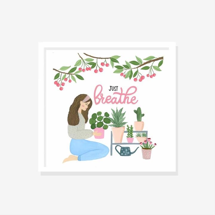 The Spring Palette wall art Plant Lovers Framed Wall Art (Set of 3 - Fiddle-fig, Plant Lady, Just Breathe)