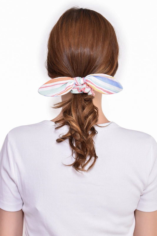 THE SPRING PALETTE Hair Accessory Rainbow Bow Scrunchie