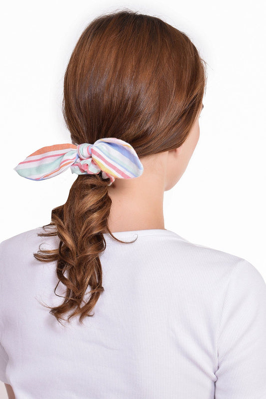 THE SPRING PALETTE Hair Accessory Rainbow Bow Scrunchie