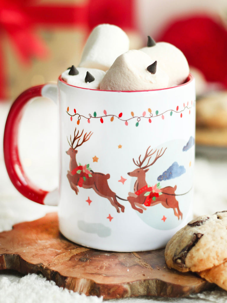 The Spring Palette MUGS Red Ceramic Reindeer Coffee Mug