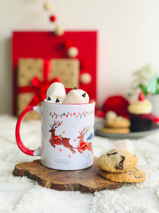 The Spring Palette MUGS Red Ceramic Reindeer Coffee Mug