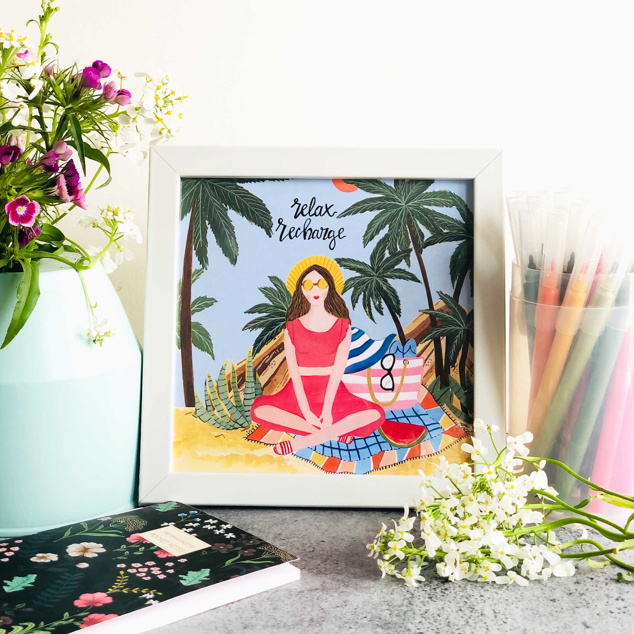 The Spring Palette Relax Recharge Mini Wall Art Frame (Table Top Mount)