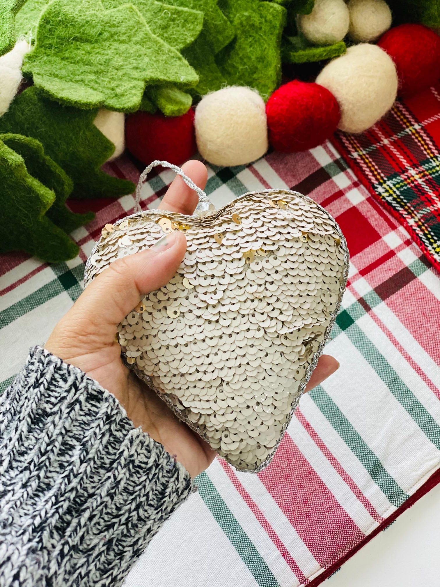 Sequin Heart Ornament - The Spring Palette