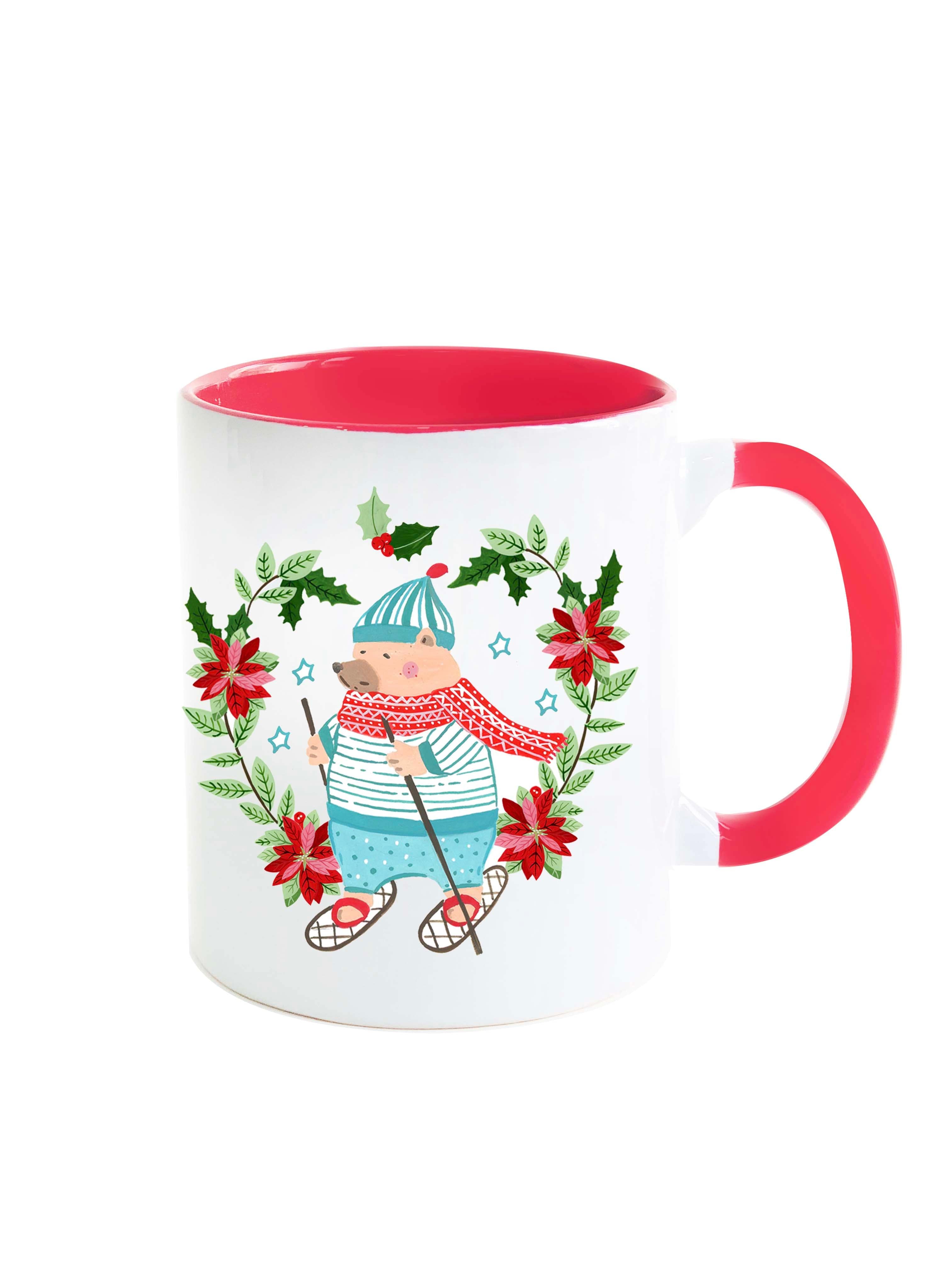 The Spring Palette MUGS Red Ceramic Skiing Teddy Mug