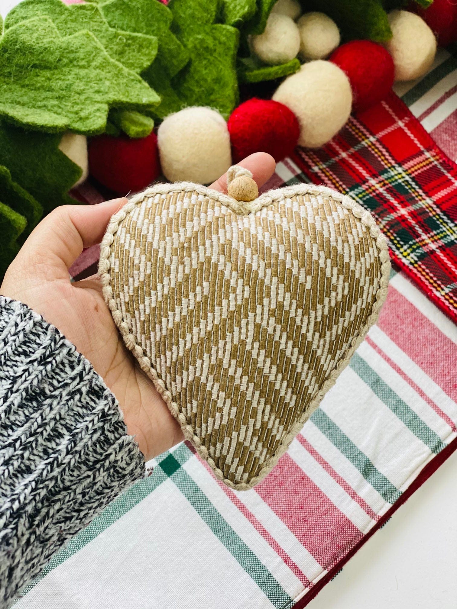 Weave Pattern Heart Ornament - The Spring Palette