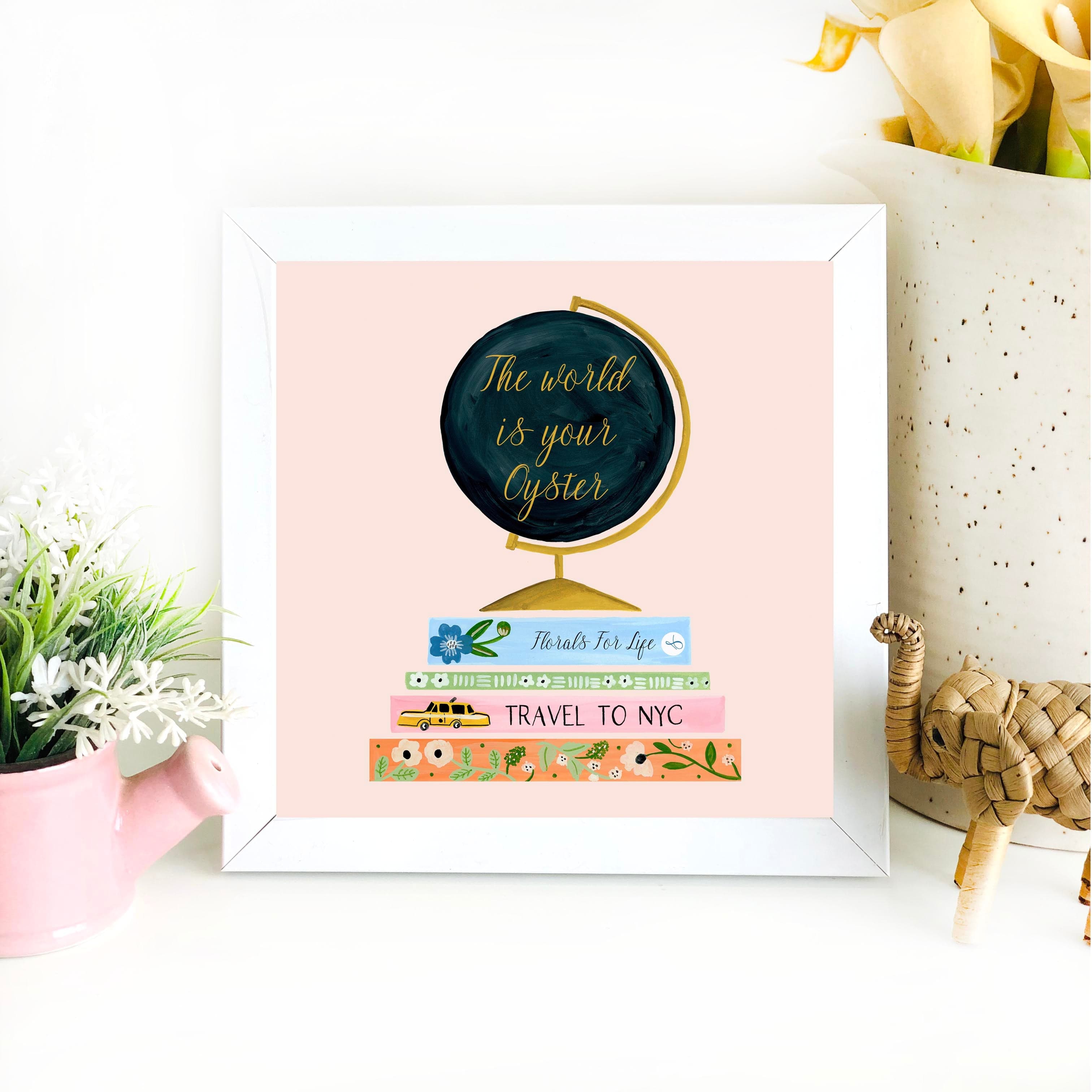 The Spring Palette Art Print (Framed option) White World is Your Oyster Mini Wall Art Frame (Table Top Mount)