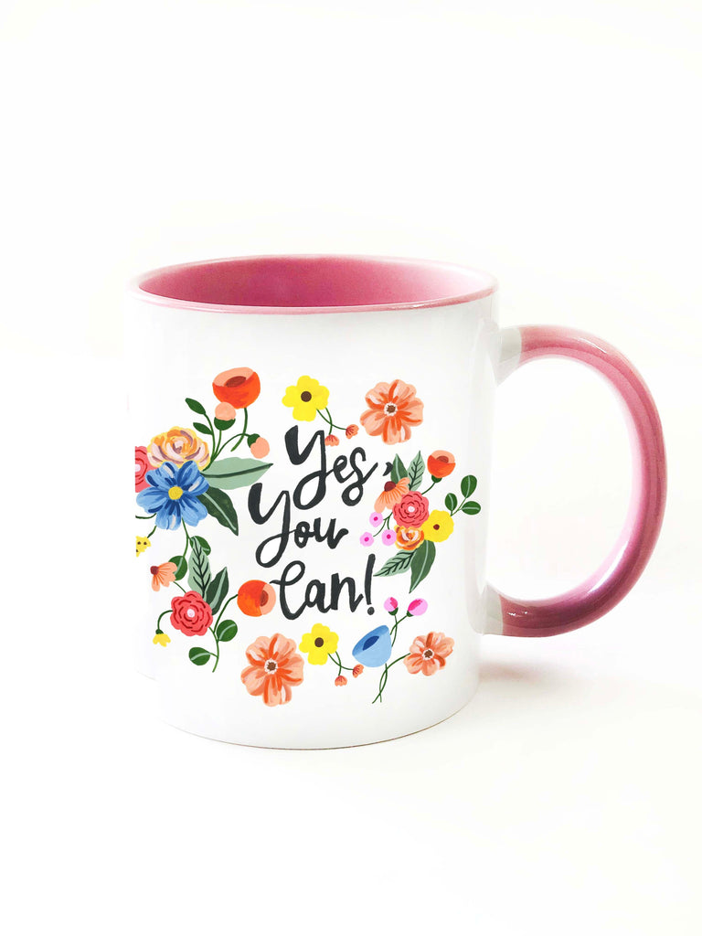 The Spring Palette MUGS Pink Ceramic Yes You Can Coffee Mug